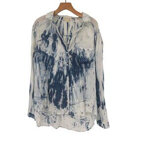 Cloth & Stone Tie Dye Button Down Anthropologie Batik Shirt size medium womens